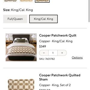 Pottery Barn Cooper Patchwork Quilted Sham - King/Cal. King - Cream and Brown